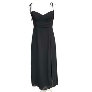 Petal & Pup Black Midi Dress Sz 8 Slit Sleeveless Bustier Formal Event Evening